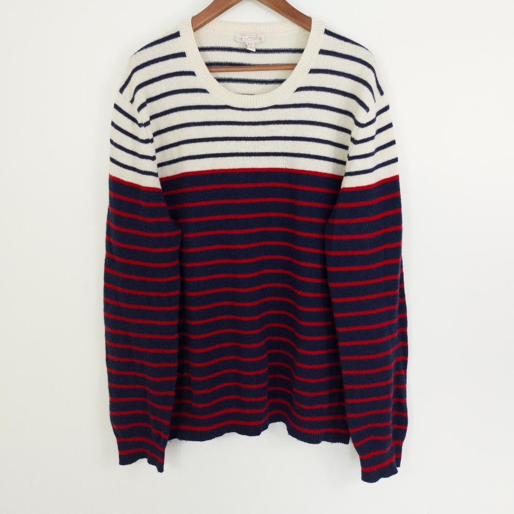 GAP Lambswool Colorblock Striped Crewneck Sweater Size XL Nautical Preppy